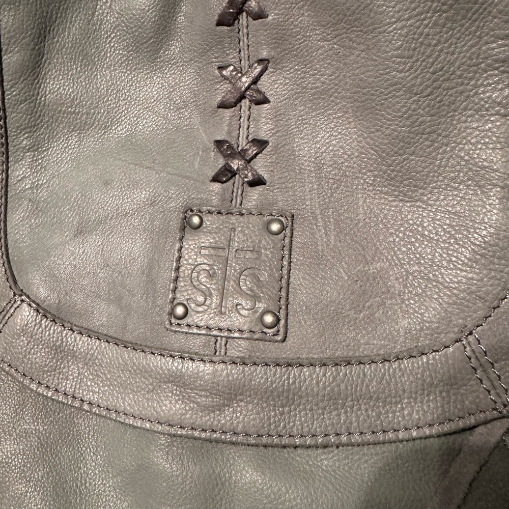 STS Blue- Gray Leather Fringe Crossbody Bag - Picture 2 of 5